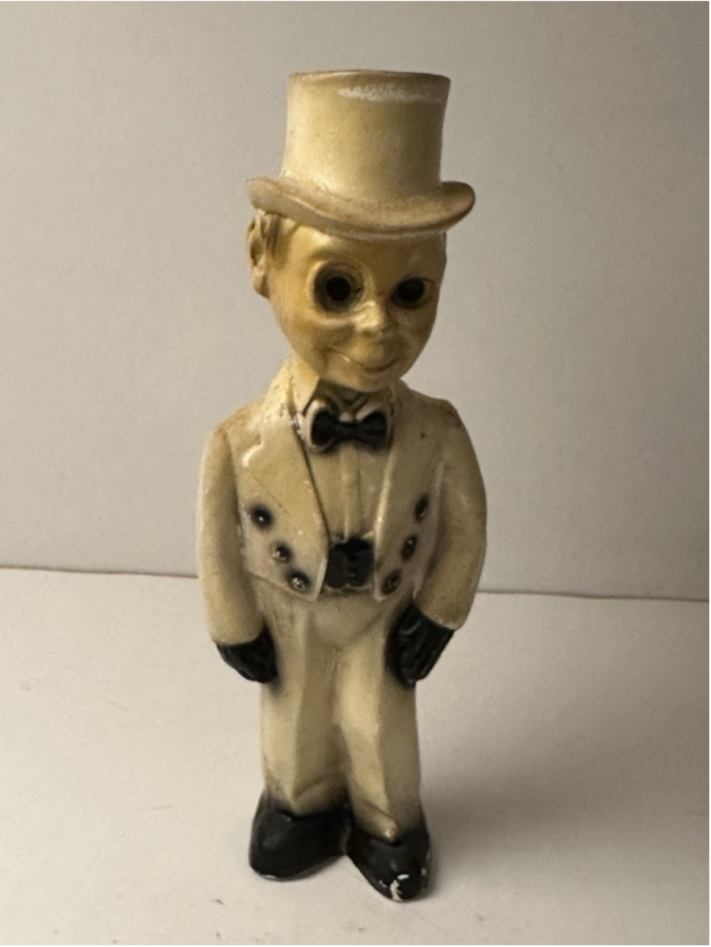 Vintage 1940s Charlie McCarthy Chalkware Carnival Prize Statue Top Hat Ventriloq
